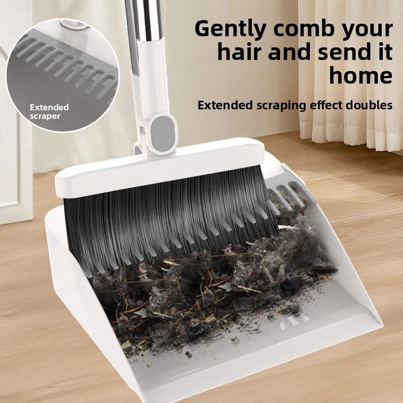 Plastic Cleaning Broom And Dustpan Set With Durable Nonstick Head For Household And Commercial