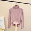 Top ajustado para mujer de cuello semi alto, camiseta gruesa de manga larga para debajo para otoño invierno
