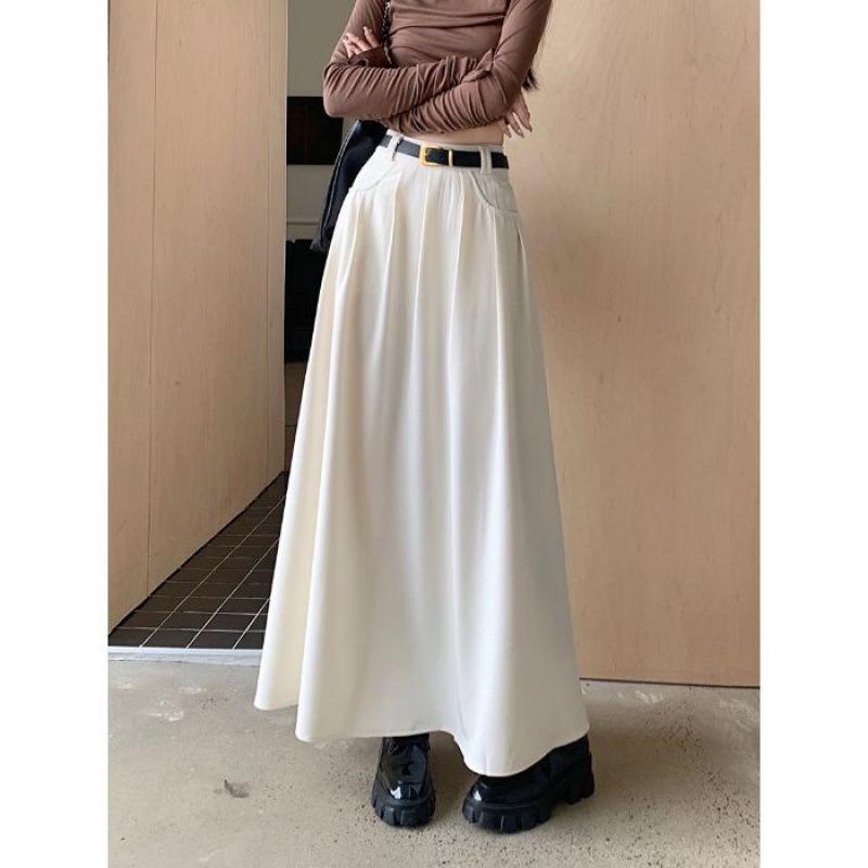 2026 New High-Waist A-Line Chic Long Suit Half-Skirt for Women - Spring/Autumn Korean Style Slimming Umbrella Skirt