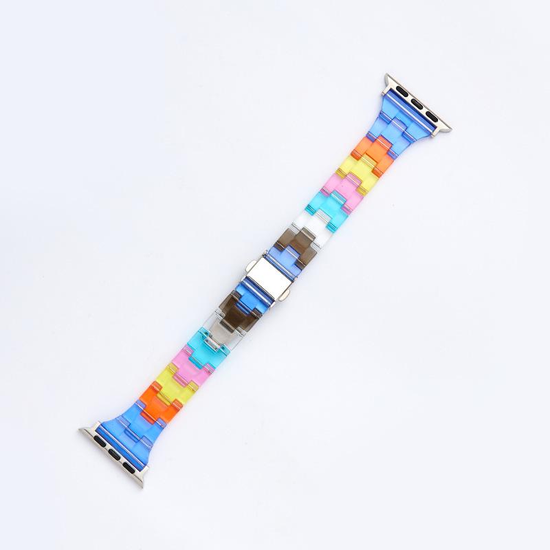 Compatible Apple Watch Transparent Rainbow Resin Strap for Series 5/6/7/8/SE.
