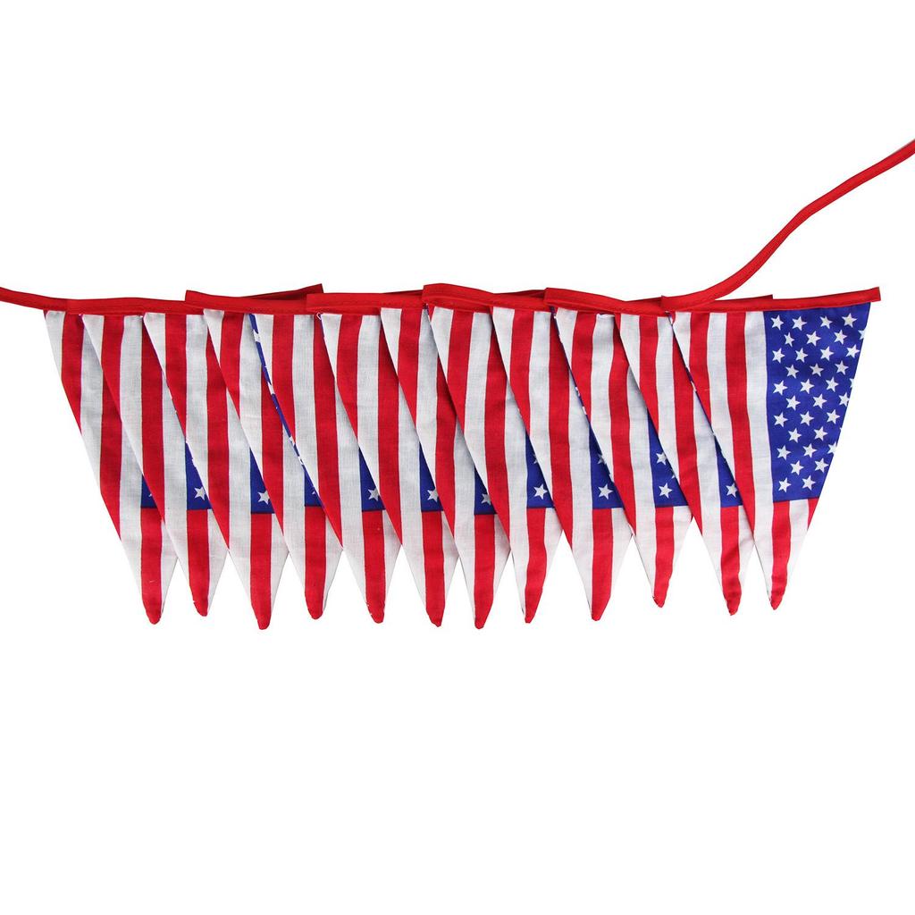 USA Stars & Stripes Cotton Triangle Flag - 3m, 5m, 10m Outdoor Tent & Camping Decor