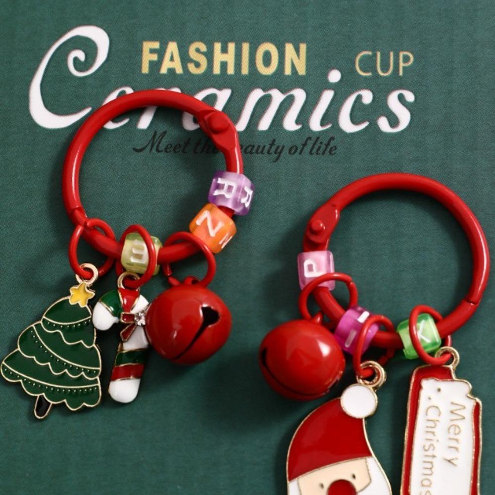 Xmas Christmas Tag Pendant Christmas Tree Deer Key Ring Cute Sants Claus Keychain  Ornaments