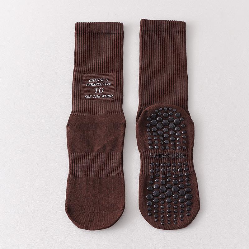 Womens Non Slip Professional Yoga Socks Dopamine Color Mid Calf Sock For Pilates Fitness Jumping Rope Running Dance Training Sports