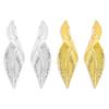 1 Pair Twisted Leaf Earrings Geometric Exaggerate Elegant Shiny Metal Hypoallergenic Women Girls Earrings Fashion Jewelry Accessories Gift