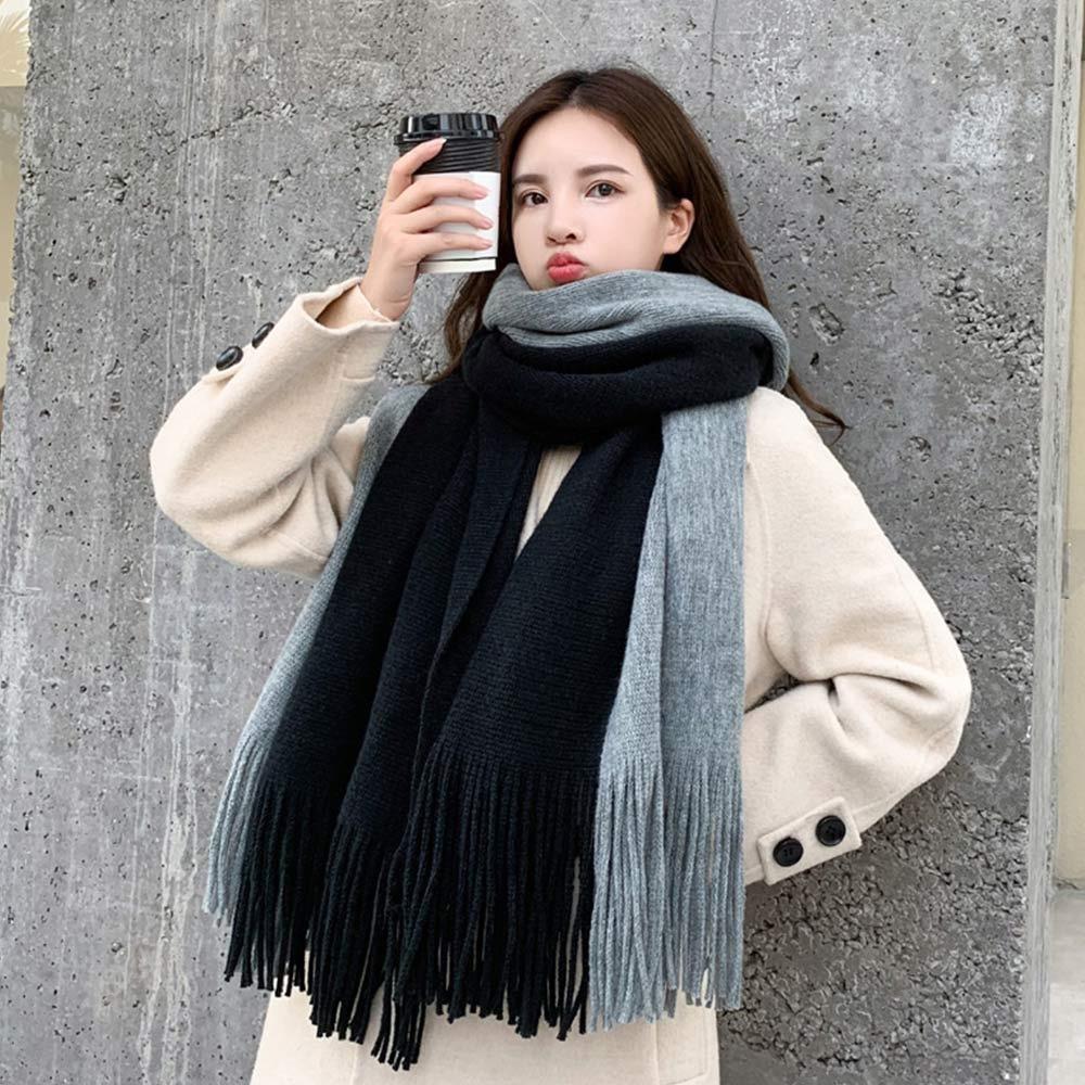 Winter Warm Two-Color Imitation Cashmere Scarf Thicken Long Neck Guard Shawl Comfortable Women's Shawl Wraps Cold Weather