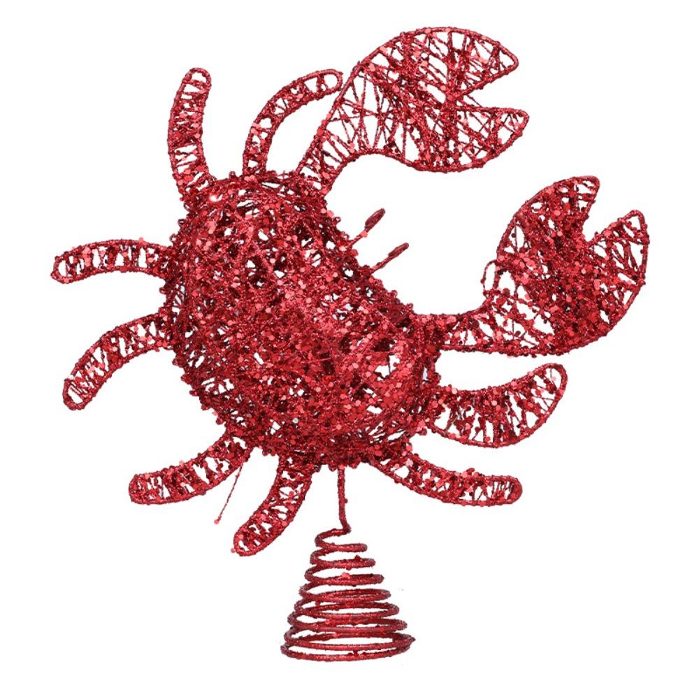 Christmas creativity, Christmas tree top decoration, red crabs, tree top stars, Christmas tree decorations, ornaments