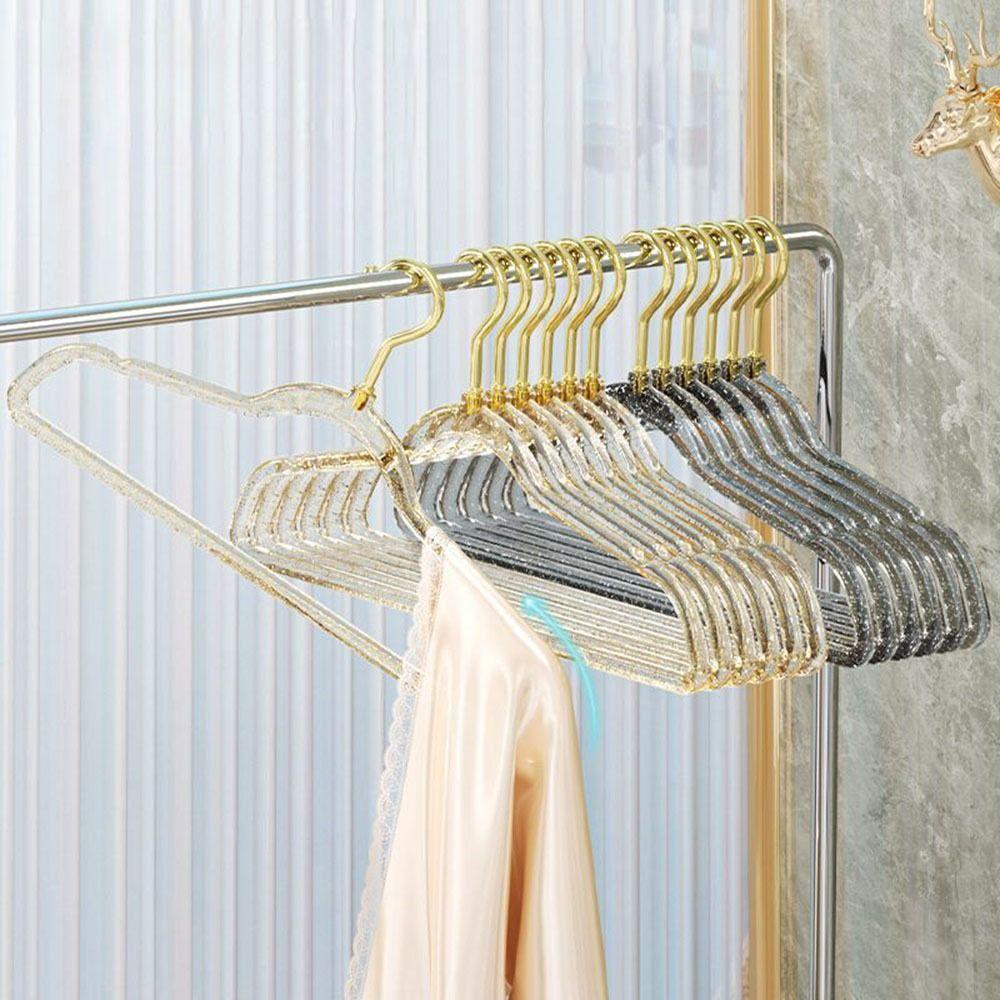 10Pcs Thickened Transparent Glitter Hangers Non-slip Trouser Rack  Clothing Stores