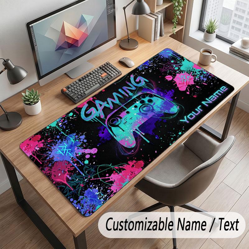 Game Controller Theme Customized Mouse Pad Personalized Print Name Text Desk Mat For Home Office Table Decor
