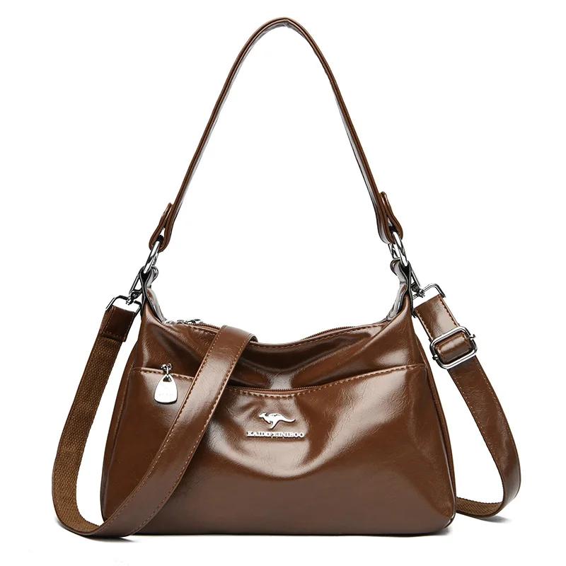 New Vintage Luxury Women's Bag Solid Color Fashionable Bags Shoulder Bags High Quality Oil Leather Tote Bags Wallet Bag