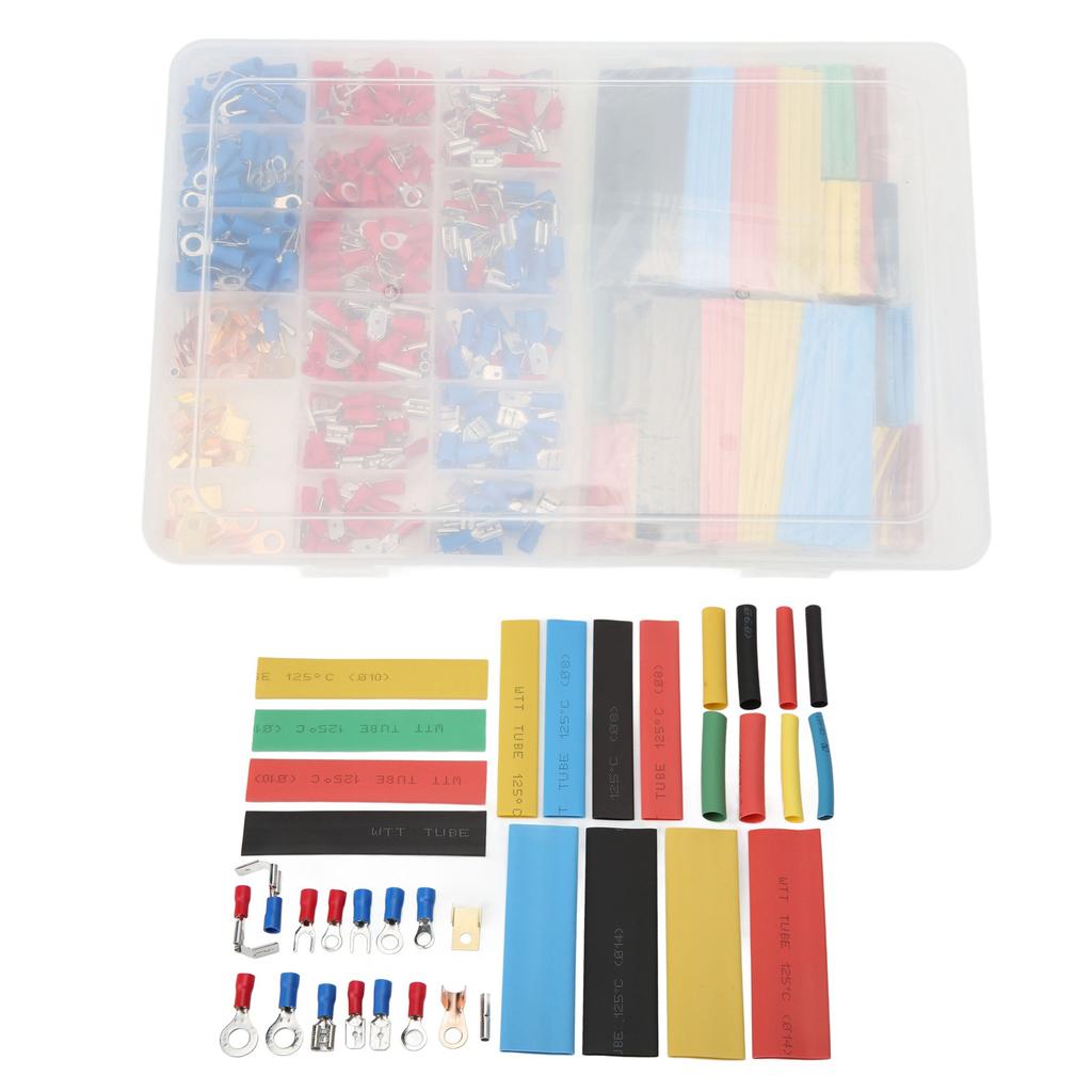 350pcs Cold Pressing Electrical Connectors Insulated Wire Crimp Terminals with 328pcs Heat Shrink Tubing for Electronics