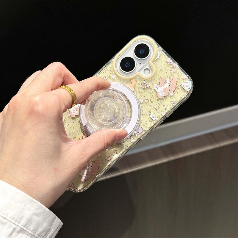 KT Cartoon Glitter Magnetic Phone Case for iPhone 17 Pro Max, 16 Pro, 15 Pro