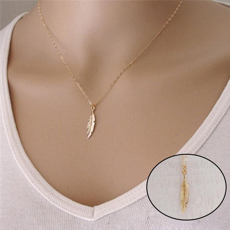 Collana Girocollo Con Foglie E Piume Oro, Vintage, Regolabile 46+5cm, Per Donna