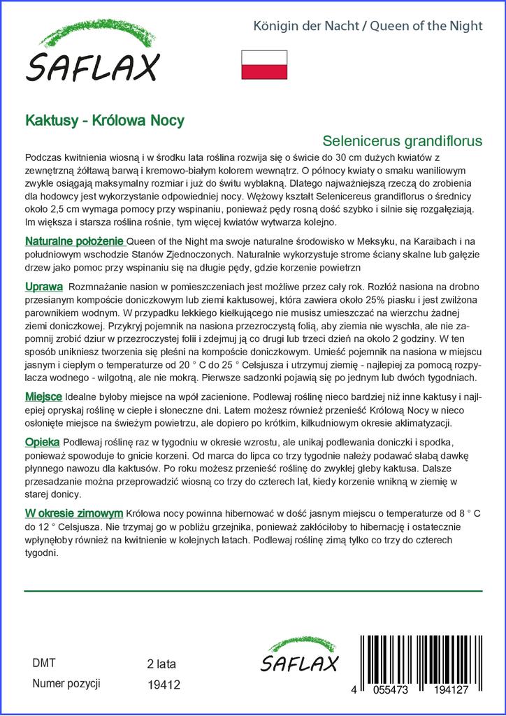 SAFLAX Queen of the Night - 40 Seeds - Selenicerus Grandiflorus