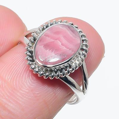 Natural Rhodochrosite Gemstone Handmade 925 Solid Silver Jewelry Ring S.7 T1d66