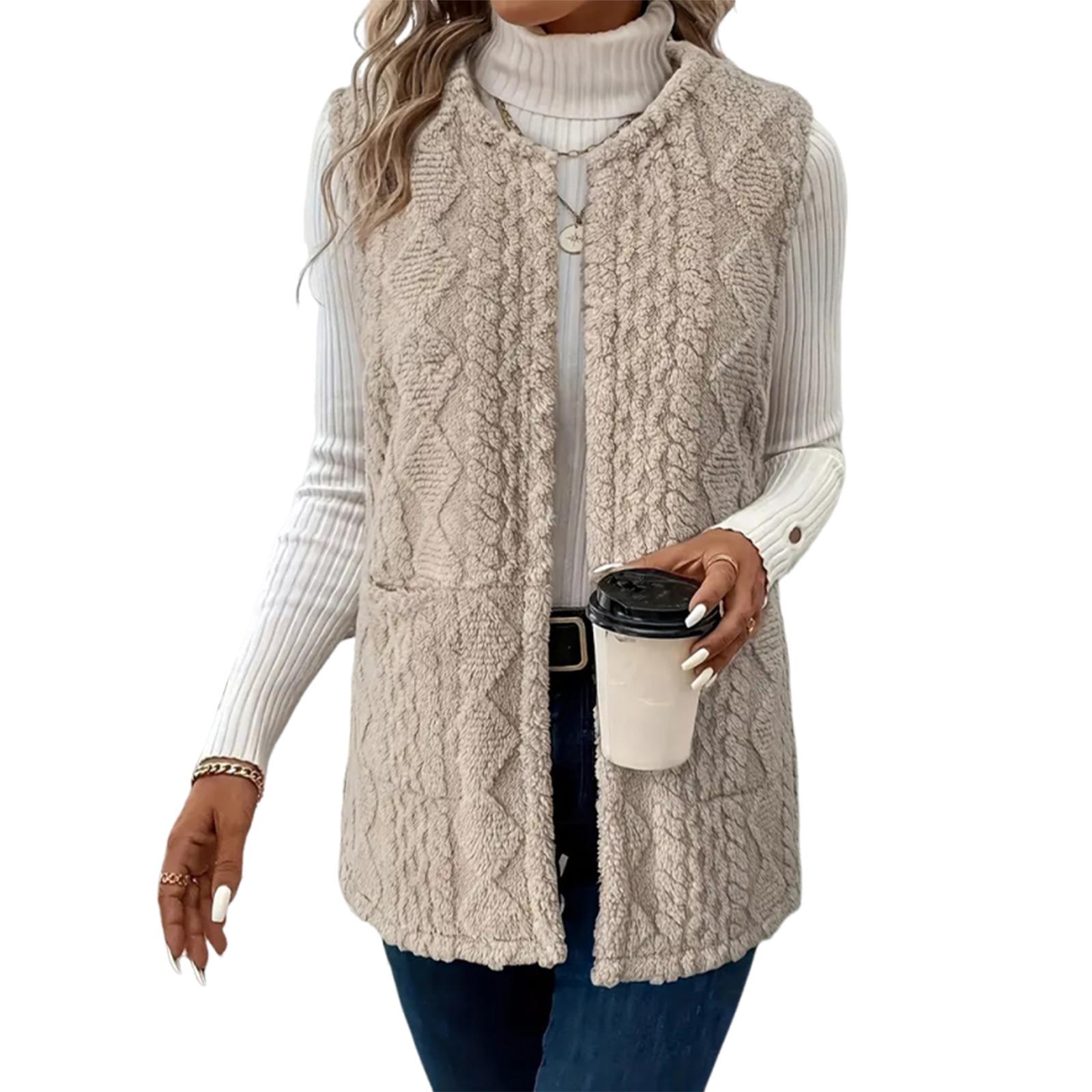 

Женский кардиган с темпераментом, однотонный плюшевый жилет-куртка XL