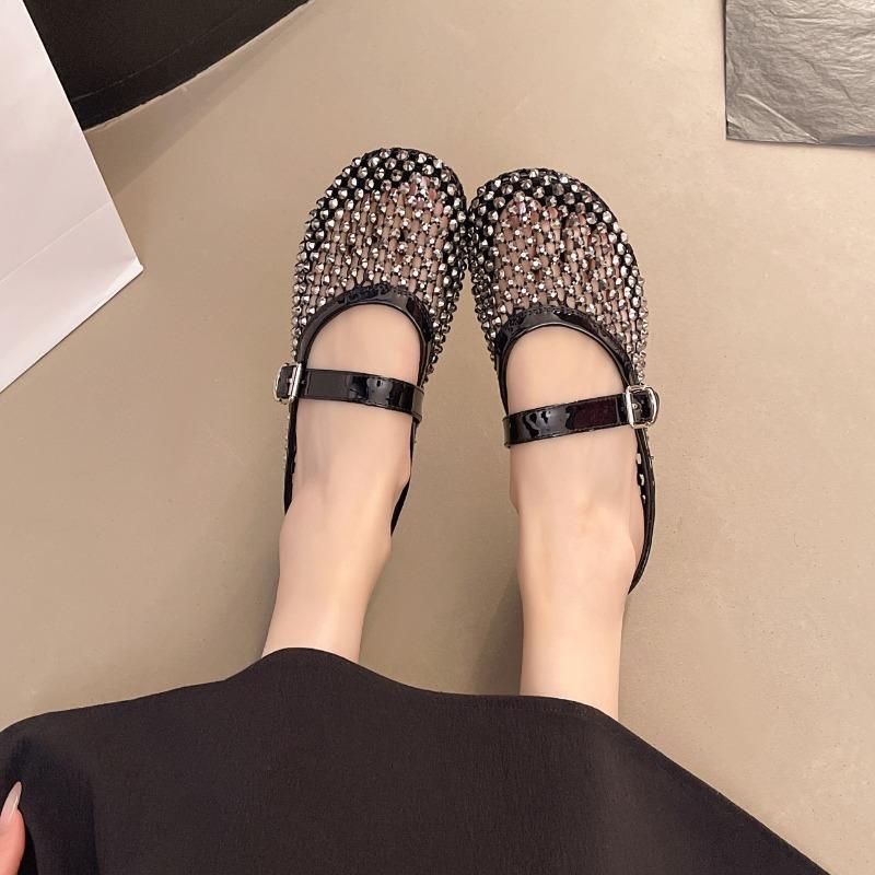 Fashion Cover Toe Flat Shoes Female Woman's Slippers Slides Jelly Flip Flops 2025 Soft Glitter Spring Crystal Shoes Slippers Flat Sliper