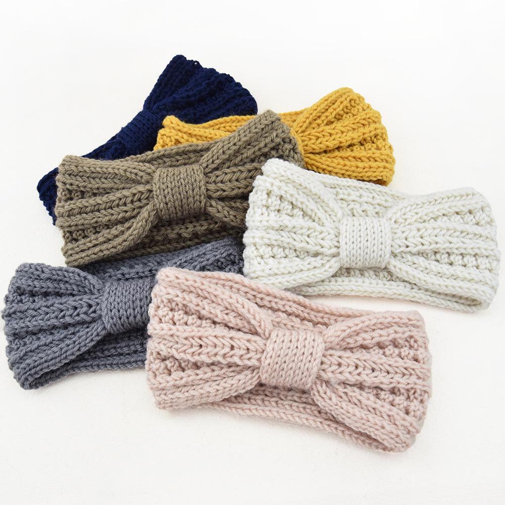 European & American Knit Wheat Ear Bow Headband: Sports, Earmuffs, Handmade Wool Hair Accessories.