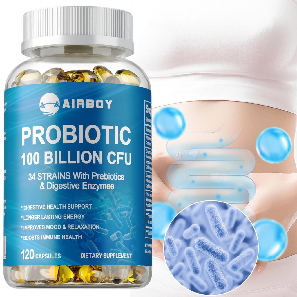 120pcs Prebiotic 100 Billion CFU - Digestive Enzyme-Gas & Bloating Relief,Immune