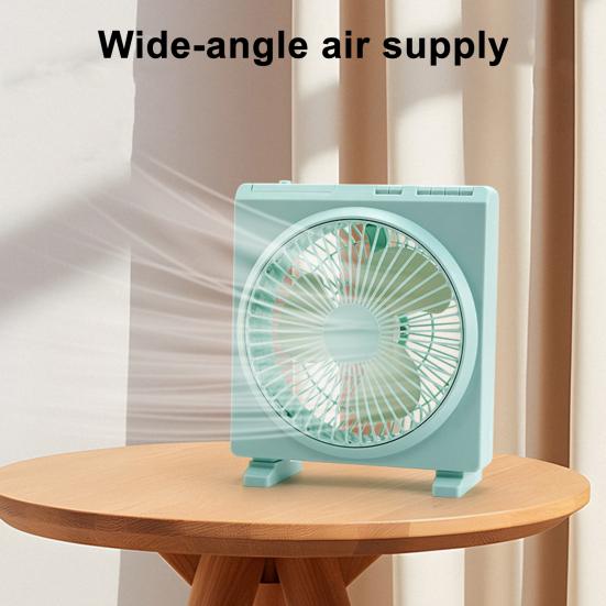Square Desk Fan USB Rechargeable Low Noise Strong Wind Personal Fan Home Office Travel Outdoor Portable Electric Cooling Fan