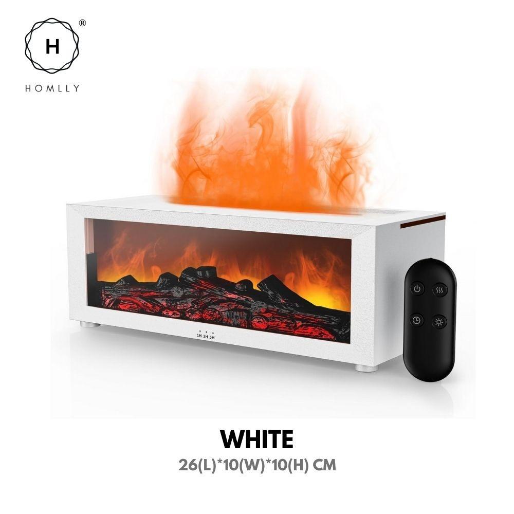 

Homlly 3D Flame Fireplace Aroma Humidifier Diffuser with Remote Control (150ml) White