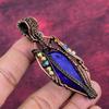 Faceted Blue Sapphire Pendant Real Gemstone Jewelry Copper Wire Wrapped Pendant