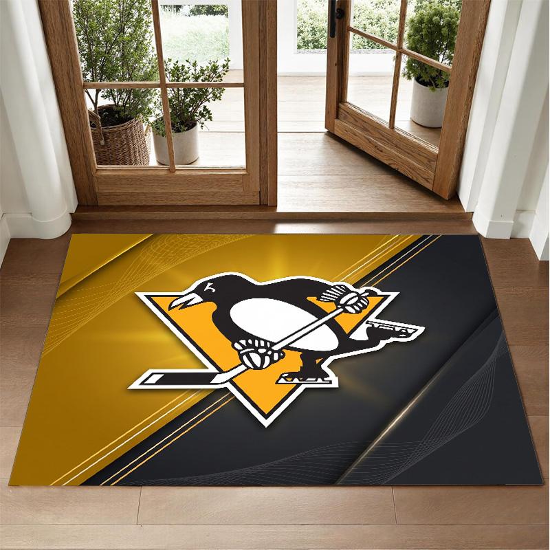 Pittsburgh Penguins Design Crystal Velvet Rug Soft Decorative Mat for Bedroom Entrance