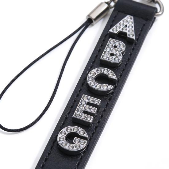 Rhinestone Letter Beads Alloy A To Z Charms Slide Letter Charms Small Spacer Beads for DIY Jewelry Making Keychain Cell Phone Chain Bracelet Craft