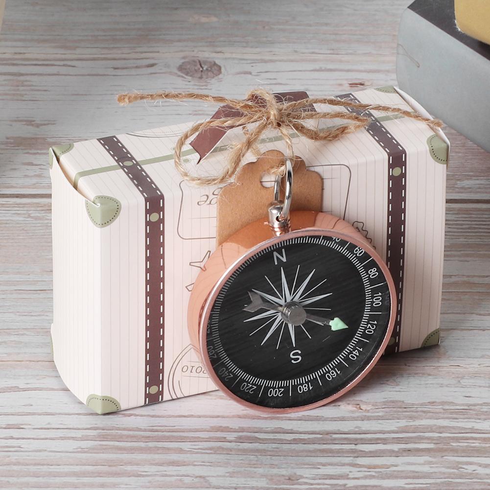 20Pcs Wedding Gift Box Candy Boxes with Compass and Kraft Tags for Travel Wedding Favors DecorationsRose Golden