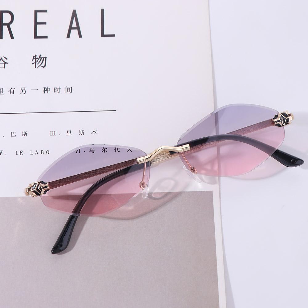 Frameless Polygonal Cycling Sunglasses UV400 Outdoor Sport Sunglasses Streetwear