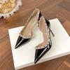 2025 spring and autumn new nude pointed head light mouth fine heel versatile not tired feet women's rivet professional single shoes