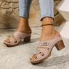 Shoes High-heeled Platform Fish Mouth Slippers One-word New Summer Large-size High-heeled Slippers