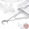 Echte 925 Sterling Silber Mond & Stern Doppelschichten Kette Anhänger Halsketten für Frauen Sterling Silber Schmuck BSN038