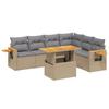 7 Piece Garden Sofa Set with Cushions Beige Poly Rattan