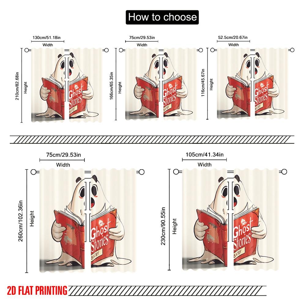 2pcs,2D plane printing Contemporary Curtains halloween ghost (19) Versatile 100% Polyester (without rod) Room Decor for Bedroom