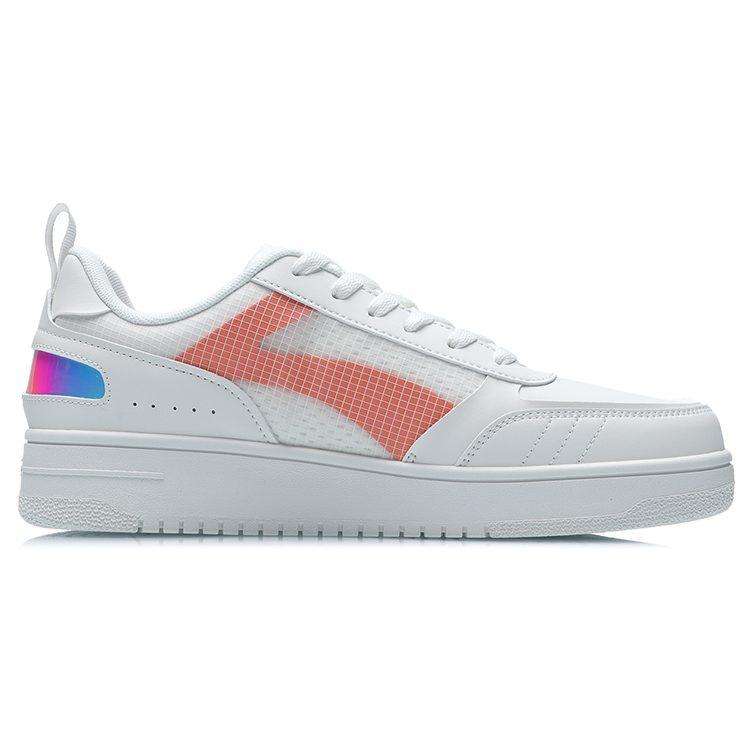 Li Ning NO.258 Slip Resistant Abrasion Resistant Low Top Skateboard Shoes Unisex White Orange AGCR201-1