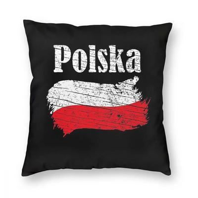 Polen Polnische Flagge Vintage Polen Liebhaber Quadratischer Kissenbezug Dekokissen Kissenbezüge