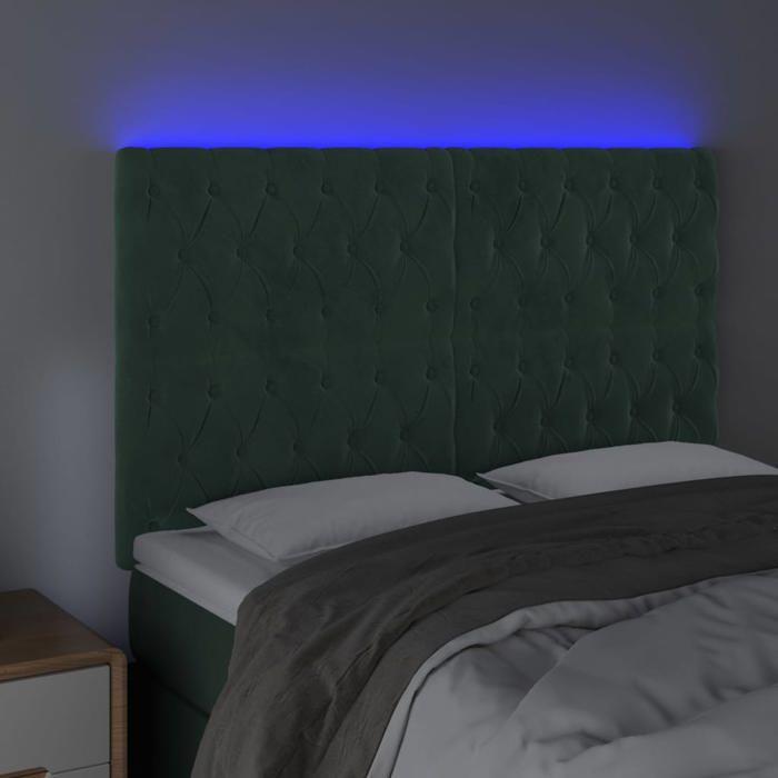 VidaXL Tête de Lit à LED Meuble de Chambre à Coucher Accessoire de Lit Double Tête de Cadre de Lit Intérieur Vert Foncé 3122811