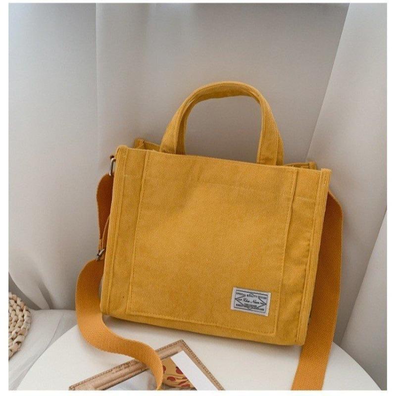 2026 New Corduroy Canvas Bag Women's Shoulder Crossbody Handbag Small Square Bag