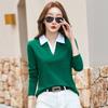 Autumn Winter Women's Long Sleeve T-Shirt Lapel Collar Casual Top