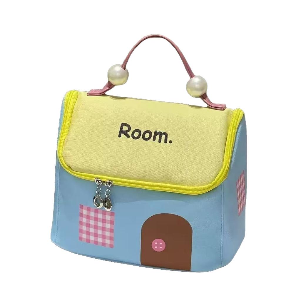Dopamine Little House Makeup Bag for Women, Large Capacity, Compartments, Hand-held, 2025 New Waterproof Travel Portable Storage Bag