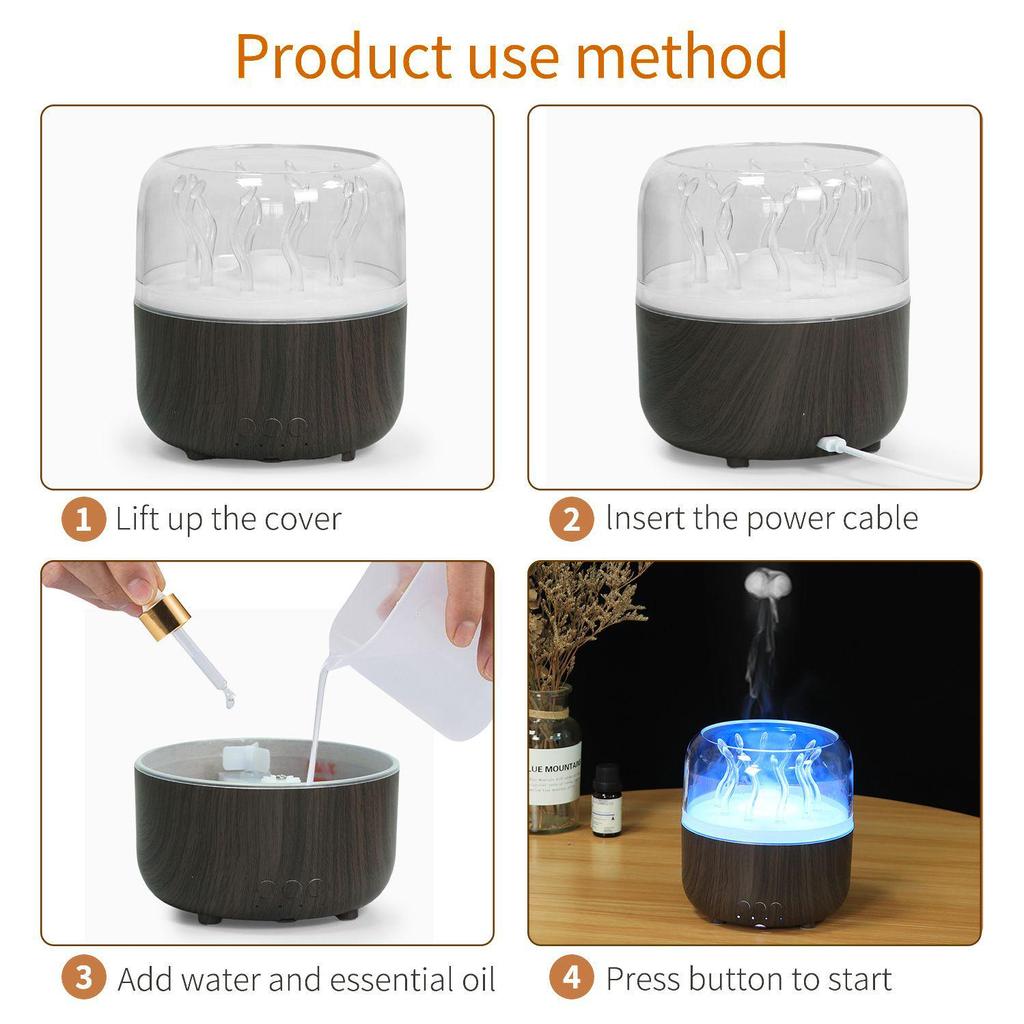 Creative Jellyfish Aroma Diffuser: Rotating Water Grass Humidifier with Essential Oil & Fragrance, Seven Color LEDs for Bedroom