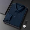 New Men'S Business Casual Long Sleeved Shirt Solid Color Polo Shirt Fashionable Breathable Comfortable Versatile Top