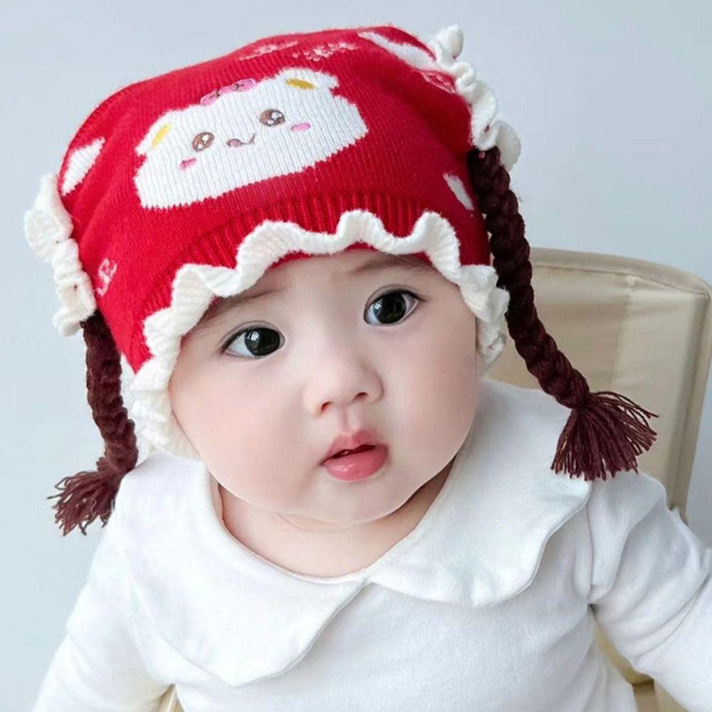 Cute Cartoon Beanies Cap Thickened Ear Protection Cap Fashion Knitted Hat  Newborn