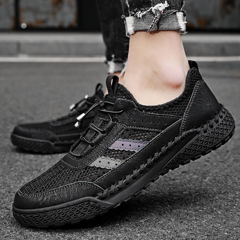 Sommer Herren Mesh Freizeit Sneaker Flats Atmungsaktive Fahrschuhe