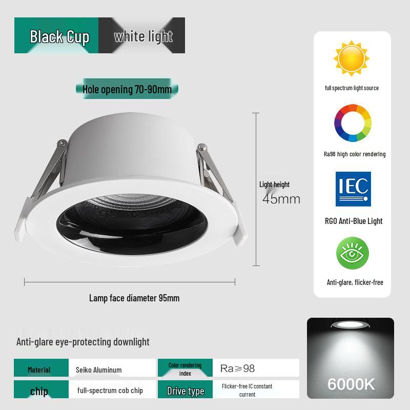 75mm Recessed LED Ceiling Spotlight - Three-Color Living Room Light