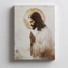 Jesus In Prayer - Golden Halo Jesus In Prayer - Golden Halo, 50X70 Cm, Black Aluminum Frame, 230 Gsm Matte Paper
