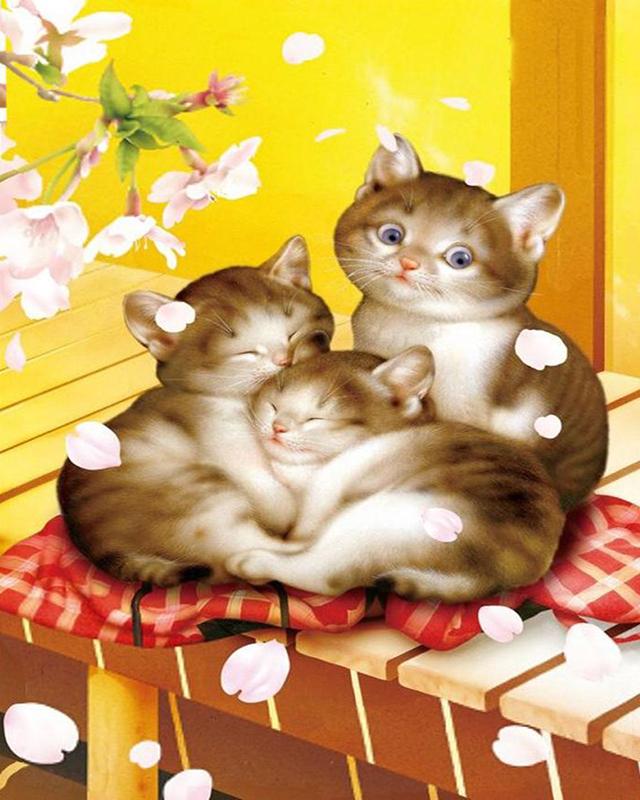 Full Square Drill Diamond Painting Cat Girl Diamond Embroidery Animal Mosaic Art Rhinestone Home Decoration