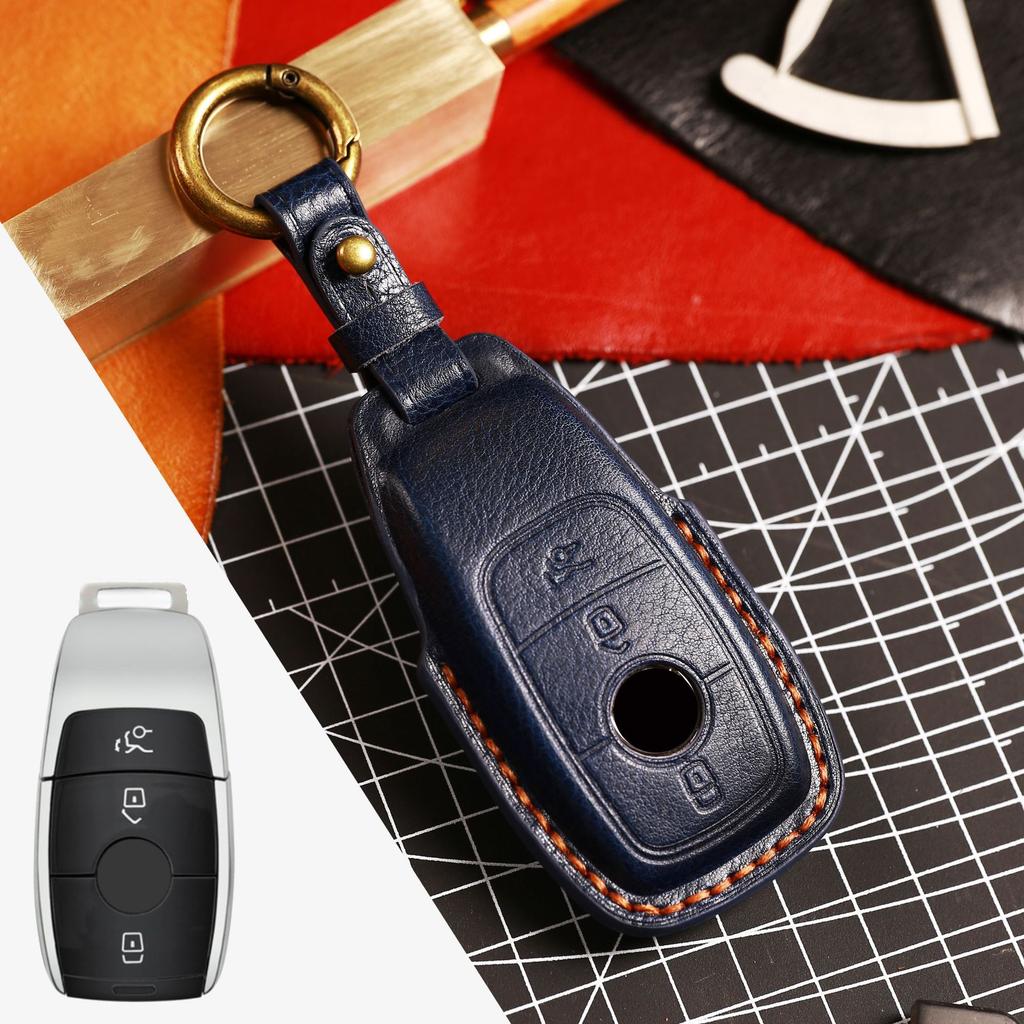 Leather Car Remote Key Cover Case Holder Shell Protector Fob For Mercedes Benz A B C E S Class S400L CLA CLS GLC GLE GLS EQE EQS