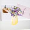 Elegant Kimono Hair Clip Traditional Metal Tassel Faux Pearl Decor Hair Clip Cloth Sakura Flower Fan Shape Hairpin Kids Girls