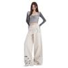 Autumn and winter new cartoon embroidered casual pants women's straight loose and versatile wide-leg scimitar pants